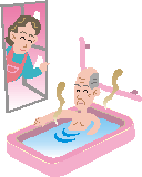 入浴する高齢者のイラスト