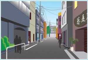 路側帯などがあるが中央線が無い道路
